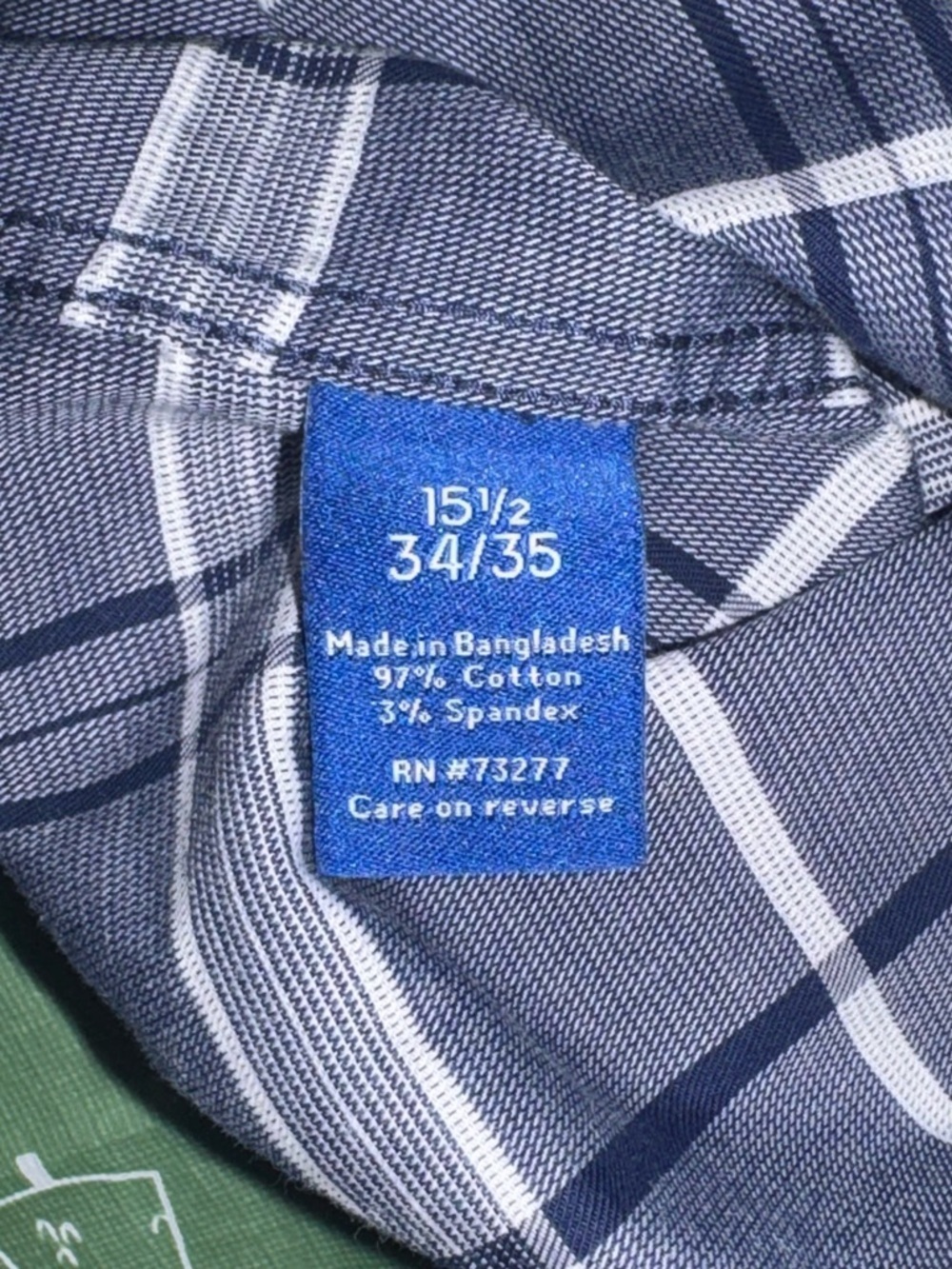 Apt. 9 Premier Flex Slim Fit Dress Shirt Mens 15.5 34/35 Gray Navy Plaid Stretch - Picture 10 of 10